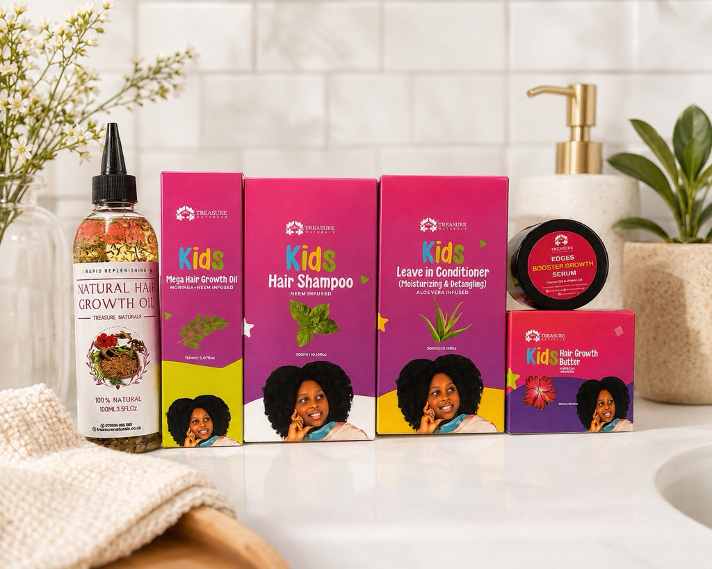 Kids Hair Growth Set 6-in-1 | Natural Hair Care Bundle for Kids | Moisturising, Detangling &amp; Growth Booster