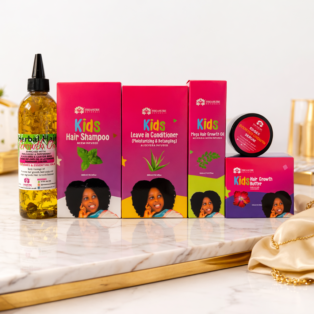 Kids Hair Growth Set 6-in-1 | Natural Hair Care Bundle for Kids | Moisturising, Detangling &amp; Growth Booster