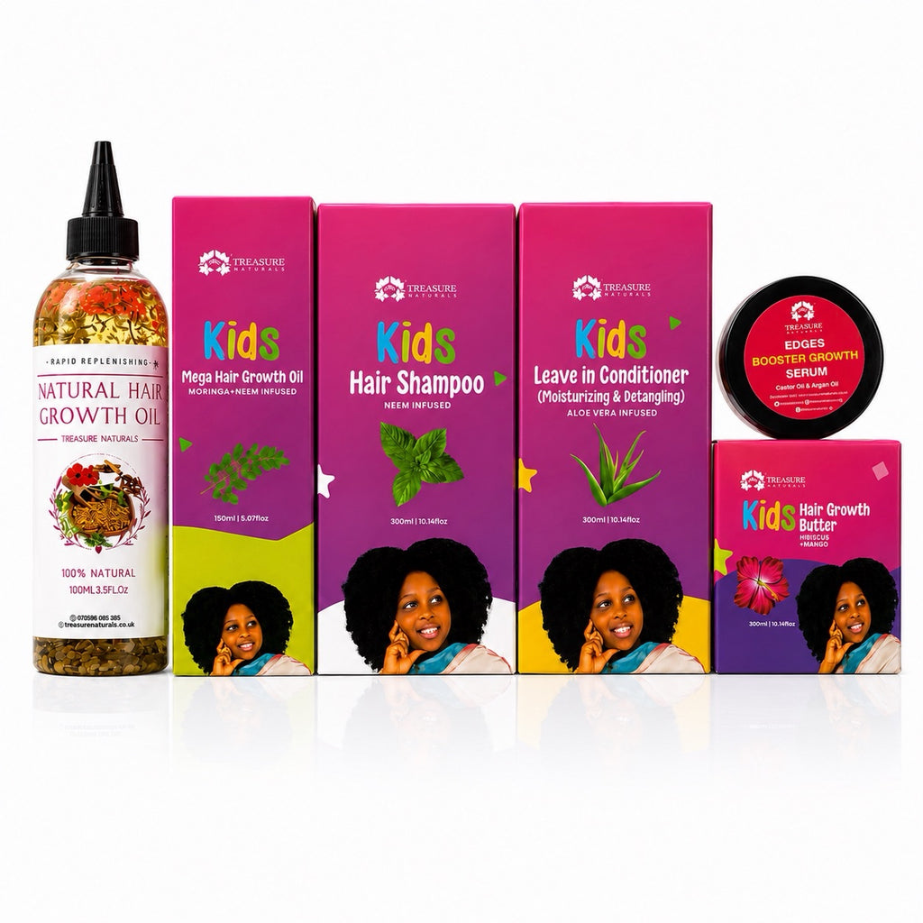 Kids Hair Growth Set 6-in-1 | Natural Hair Care Bundle for Kids | Moisturising, Detangling &amp; Growth Booster