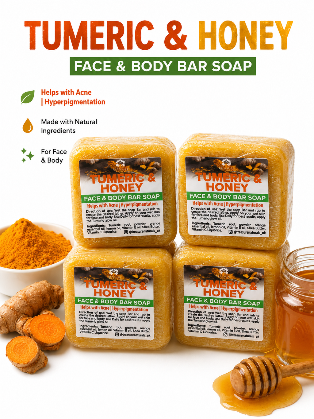 Tumeric Soap and Honey soap 4 bars