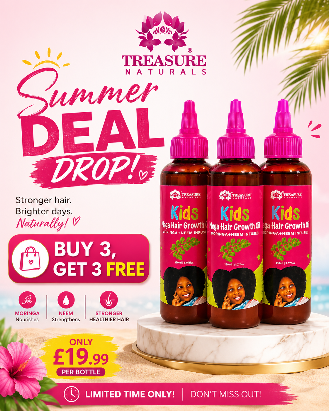 Buy 3 get 3 free summer deal Kids Hair growth oil