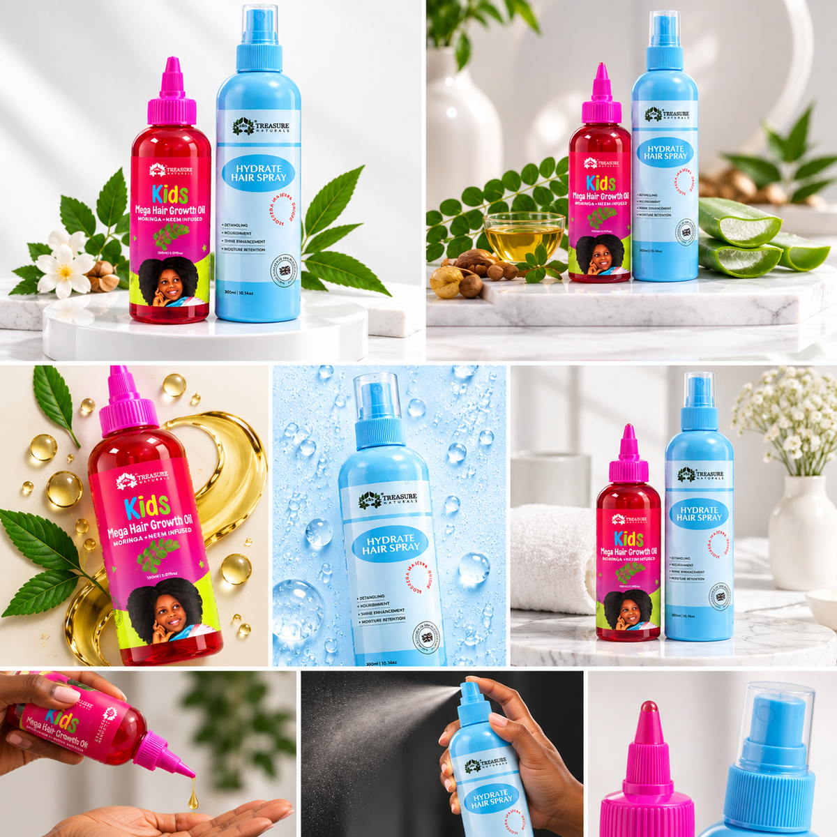 Protective Hair style Set for cornrows|Hydrate spray and Kids hair oil