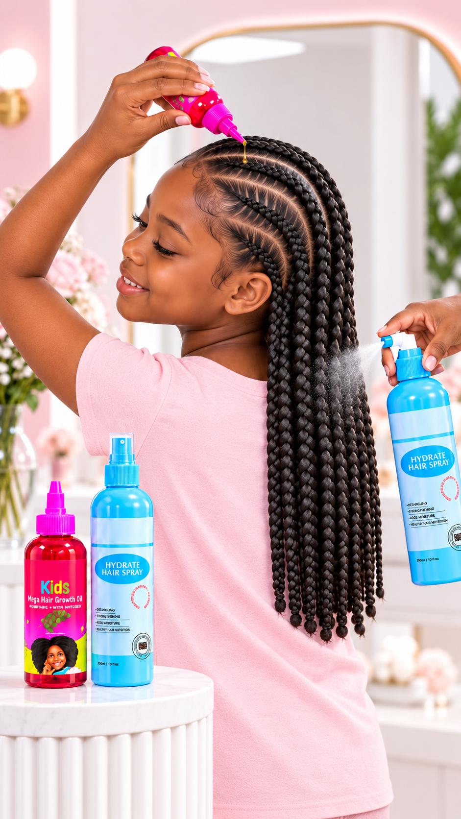 Protective Hair style Set for cornrows|Hydrate spray and Kids hair oil