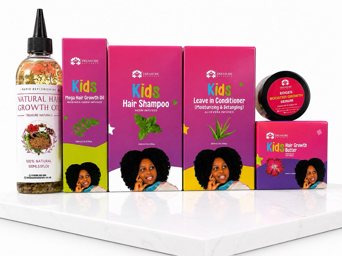 Kids Hair Growth Set 6-in-1 | Natural Hair Care Bundle for Kids | Moisturising, Detangling &amp; Growth Booster