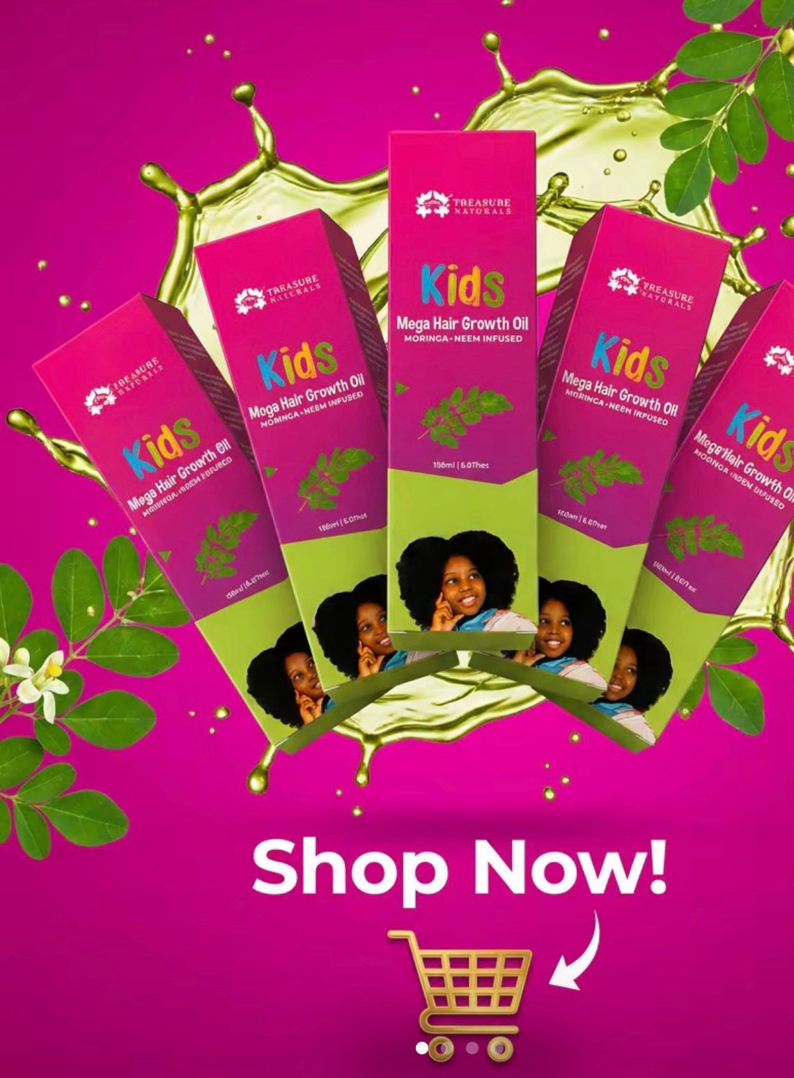 5x  Kids Meg Hair Growth Oil 750mls