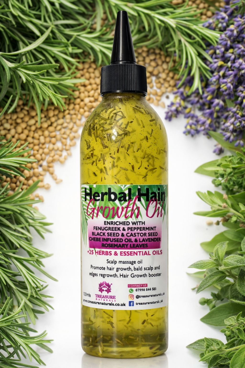 Herbal Hair Growth Oil 300ml – Botanical Scalp Treatment | Pure Herbal Power for Healthy, Fuller Hair - Image 2