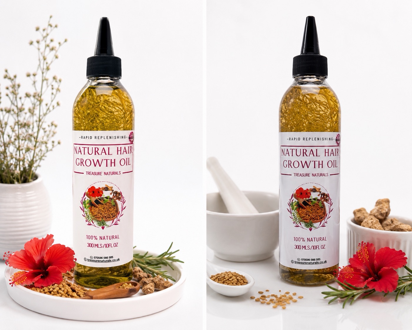 Natural Herbal Hair Growth Oil 300ml x | Pure Herbal Power for Healthy, Fuller Hair - Image 2