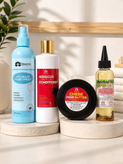 Softener Hair Set 4(Hair Mist +Chebe butter herbal hair oil + Hibiscus leave in conditioner )