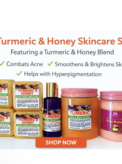 Skin Glow Set :4 Tumeric soap +1 Tumeric scrub + Whiooed Body Shea Butter