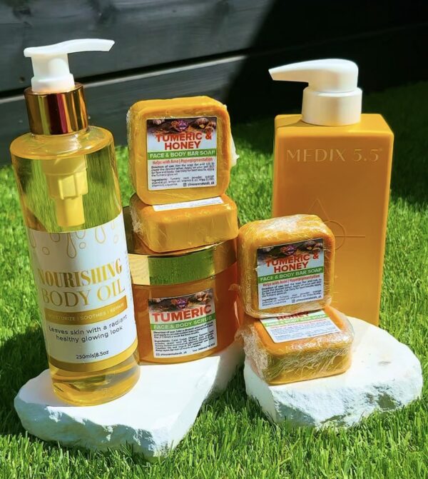 screenshot-12 Skin Glow Set :4 Tumeric soap +1 Tumeric scrub + Body Oil and Medix Cream
